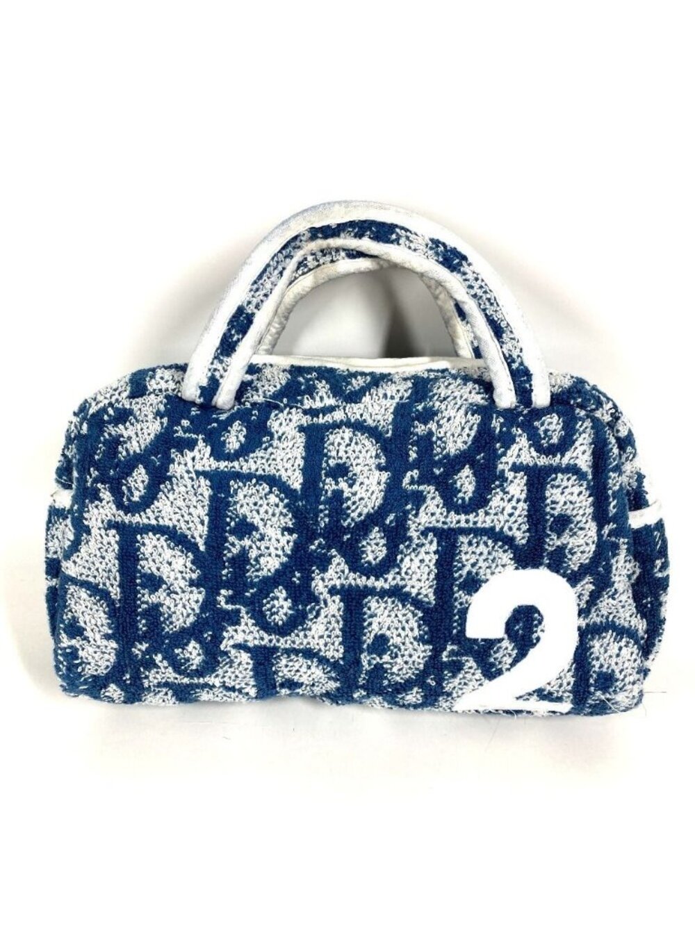 Dior Handbag Trotter Logo Pile Pouch Cotton Blue
